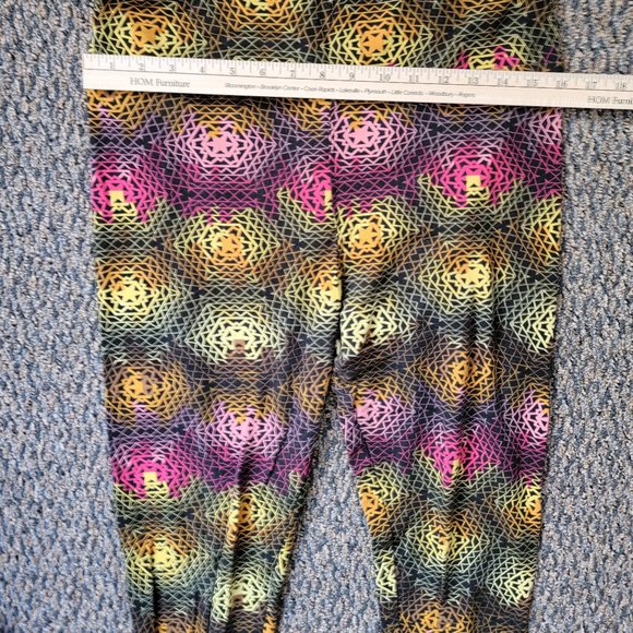 Tall and Curvy LuLaRoe Bright Pink Green Geometric Buttery Soft Leggings XXL - Picture 8 of 16